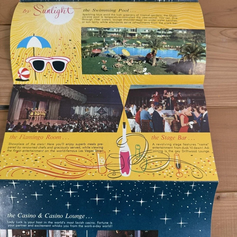 Vintage Flamingo Hotel Las Vegas Travel Brochure Fold Out Casino Nevada USA